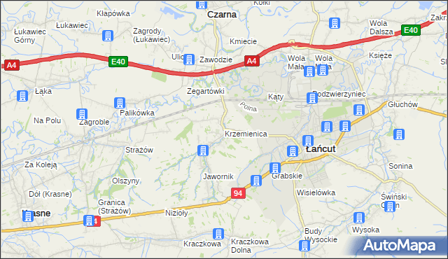 mapa Krzemienica gmina Czarna, Krzemienica gmina Czarna na mapie Targeo