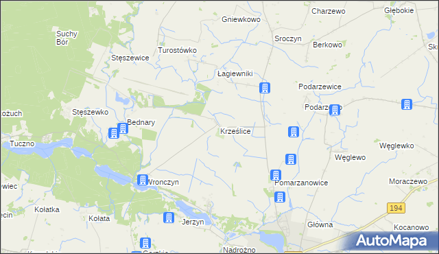 mapa Krześlice, Krześlice na mapie Targeo