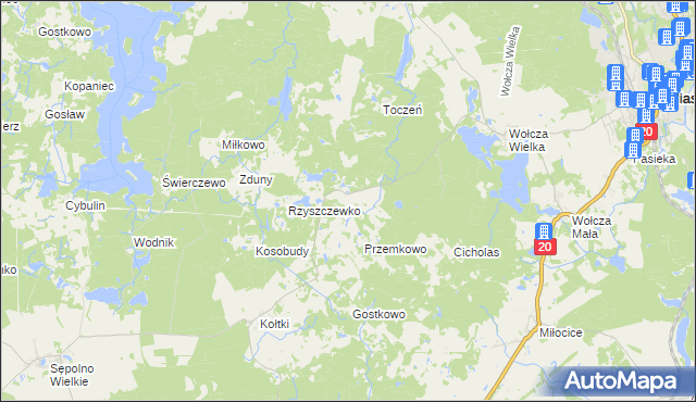 mapa Krzeszewo, Krzeszewo na mapie Targeo