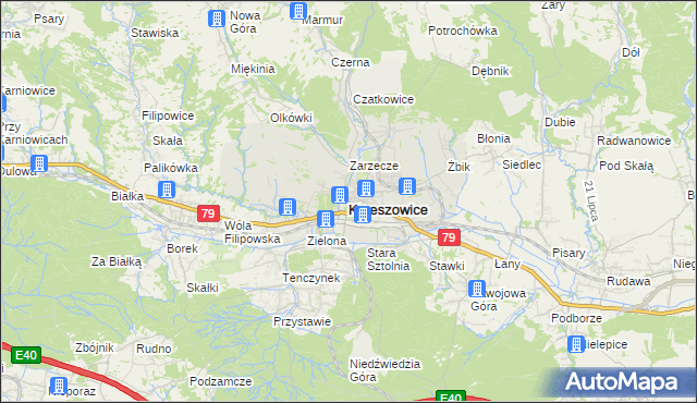 mapa Krzeszowice, Krzeszowice na mapie Targeo