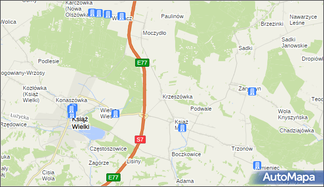 mapa Krzeszówka, Krzeszówka na mapie Targeo