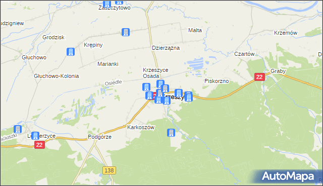 mapa Krzeszyce, Krzeszyce na mapie Targeo
