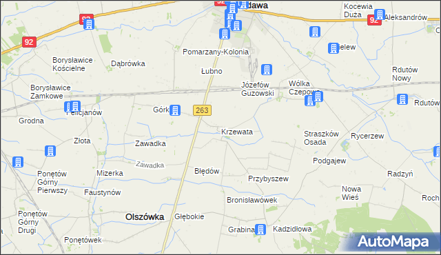 mapa Krzewata, Krzewata na mapie Targeo