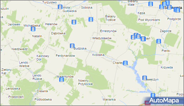 mapa Krzówka, Krzówka na mapie Targeo