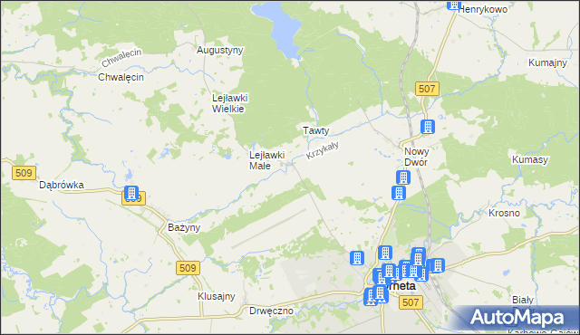 mapa Krzykały, Krzykały na mapie Targeo