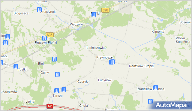 mapa Krzymosze, Krzymosze na mapie Targeo