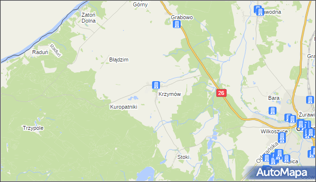 mapa Krzymów gmina Chojna, Krzymów gmina Chojna na mapie Targeo