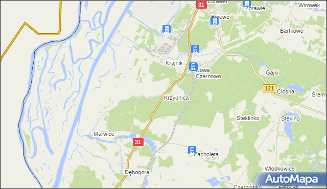 mapa Krzypnica, Krzypnica na mapie Targeo