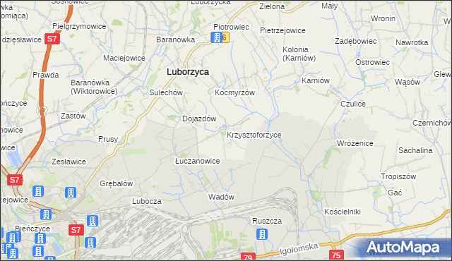 mapa Krzysztoforzyce, Krzysztoforzyce na mapie Targeo