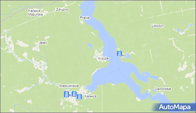mapa Krzyże gmina Ruciane-Nida, Krzyże gmina Ruciane-Nida na mapie Targeo