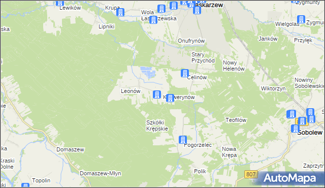 mapa Ksawerynów gmina Łaskarzew, Ksawerynów gmina Łaskarzew na mapie Targeo