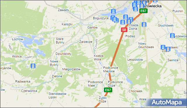 mapa Księża Wola, Księża Wola na mapie Targeo