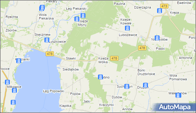 mapa Księża Wólka, Księża Wólka na mapie Targeo