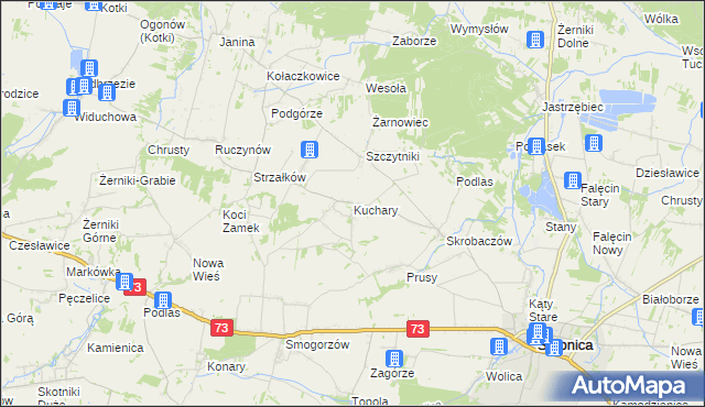mapa Kuchary gmina Stopnica, Kuchary gmina Stopnica na mapie Targeo
