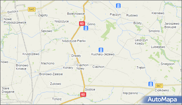 mapa Kuchary-Jeżewo, Kuchary-Jeżewo na mapie Targeo