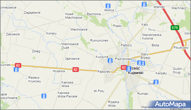 mapa Kuczyna gmina Brześć Kujawski, Kuczyna gmina Brześć Kujawski na mapie Targeo