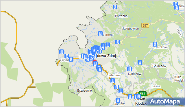 mapa Kudowa-Zdrój, Kudowa-Zdrój na mapie Targeo