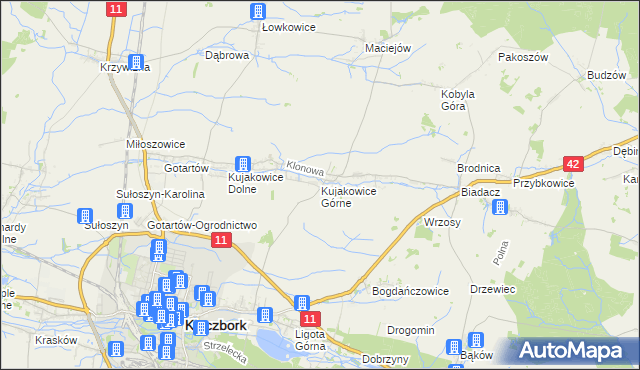 mapa Kujakowice Górne, Kujakowice Górne na mapie Targeo