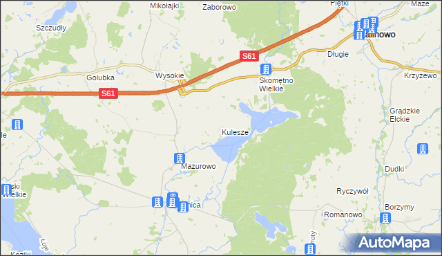 mapa Kulesze gmina Kalinowo, Kulesze gmina Kalinowo na mapie Targeo