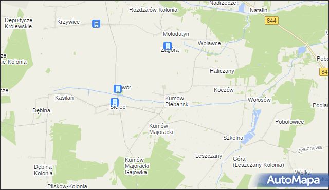 mapa Kumów Plebański, Kumów Plebański na mapie Targeo