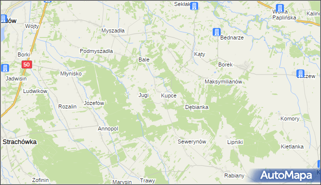 mapa Kupce, Kupce na mapie Targeo