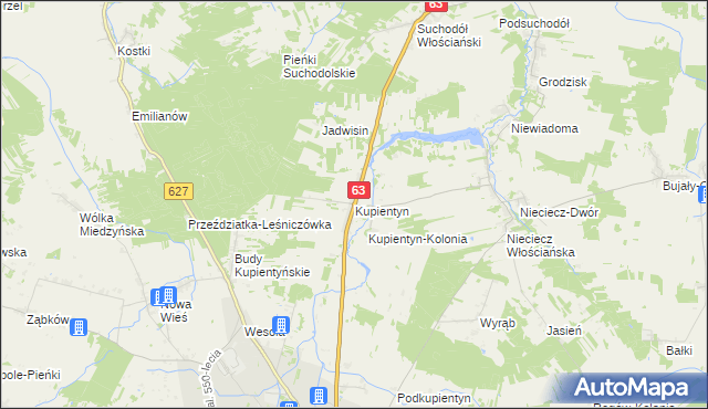 mapa Kupientyn, Kupientyn na mapie Targeo