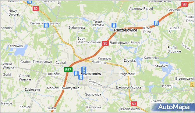 mapa Kuranów, Kuranów na mapie Targeo