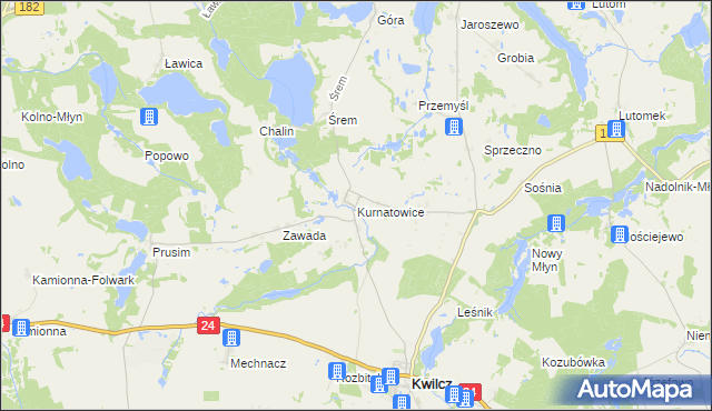 mapa Kurnatowice, Kurnatowice na mapie Targeo