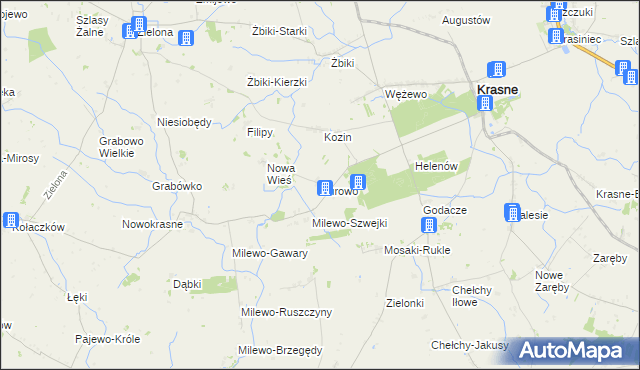 mapa Kurowo gmina Krasne, Kurowo gmina Krasne na mapie Targeo