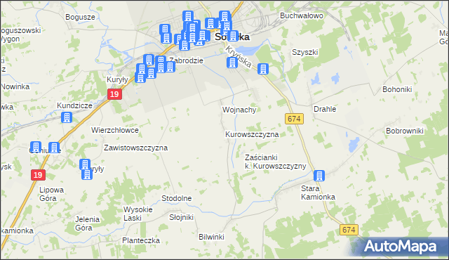 mapa Kurowszczyzna, Kurowszczyzna na mapie Targeo