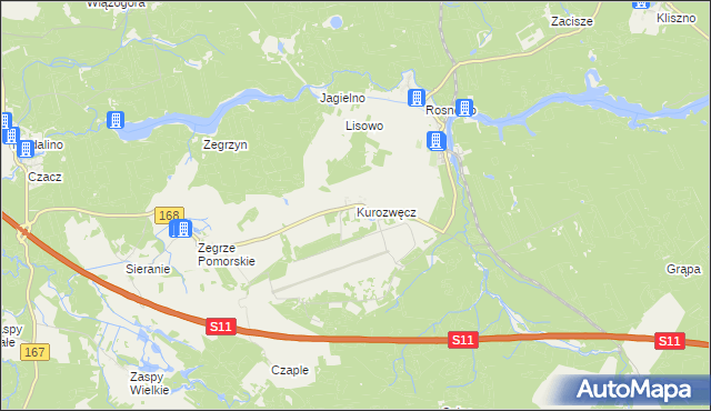 mapa Kurozwęcz, Kurozwęcz na mapie Targeo