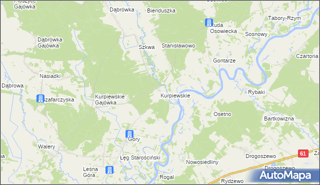 mapa Kurpiewskie, Kurpiewskie na mapie Targeo