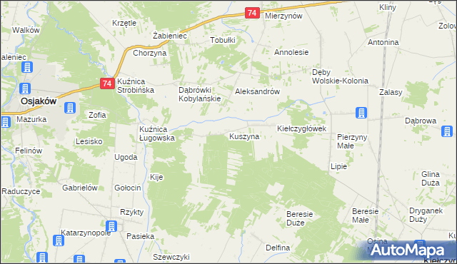 mapa Kuszyna, Kuszyna na mapie Targeo