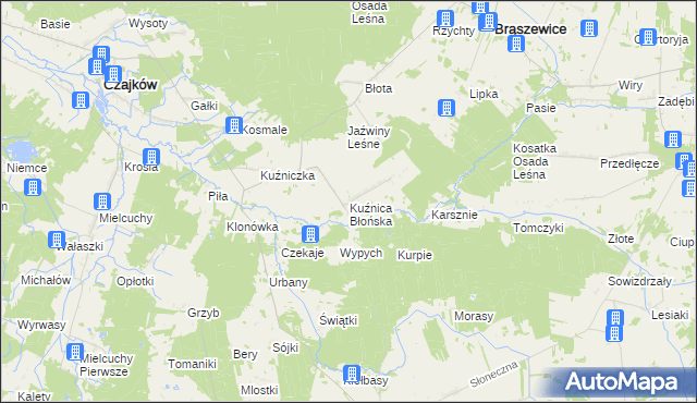 mapa Kuźnica Błońska, Kuźnica Błońska na mapie Targeo