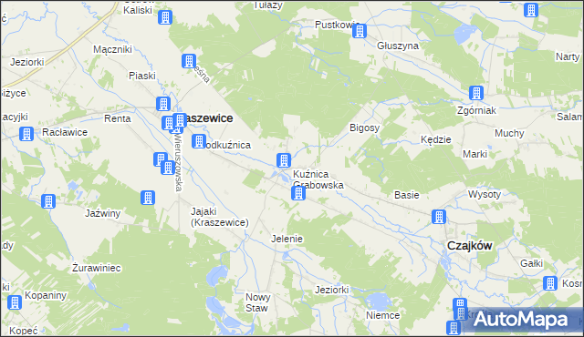 mapa Kuźnica Grabowska, Kuźnica Grabowska na mapie Targeo