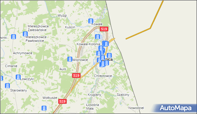 mapa Kuźnica powiat sokólski, Kuźnica powiat sokólski na mapie Targeo
