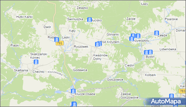 mapa Kwaśniów Dolny, Kwaśniów Dolny na mapie Targeo