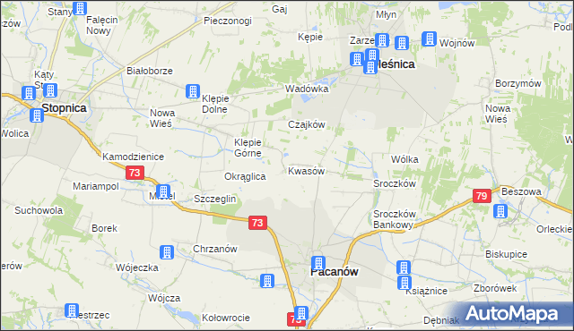 mapa Kwasów, Kwasów na mapie Targeo