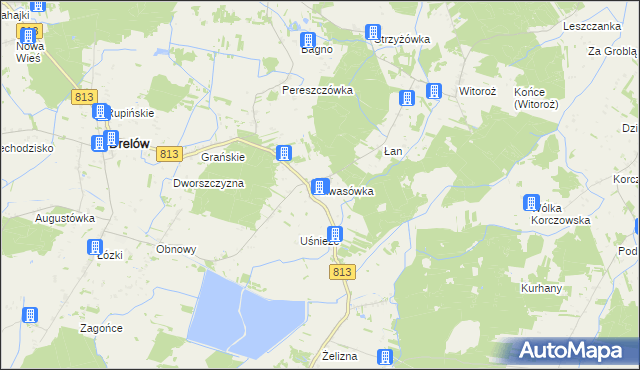 mapa Kwasówka gmina Drelów, Kwasówka gmina Drelów na mapie Targeo