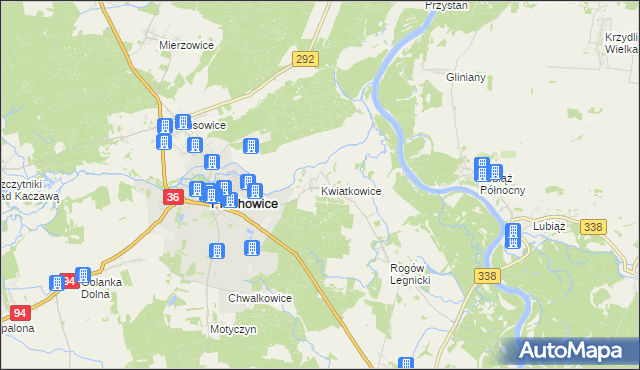 mapa Kwiatkowice gmina Prochowice, Kwiatkowice gmina Prochowice na mapie Targeo