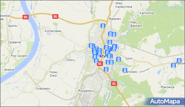 mapa Kwidzyn, Kwidzyn na mapie Targeo