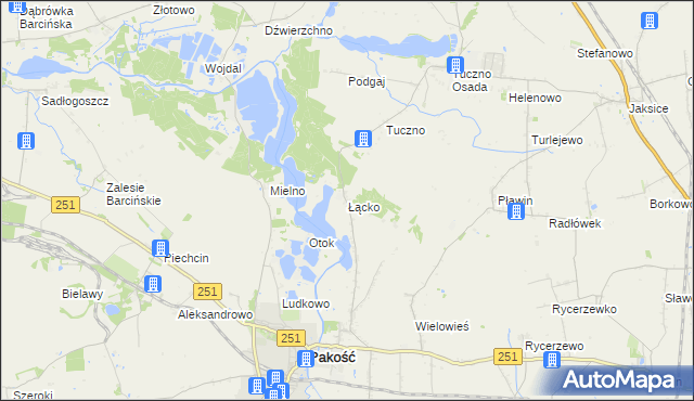 mapa Łącko gmina Pakość, Łącko gmina Pakość na mapie Targeo