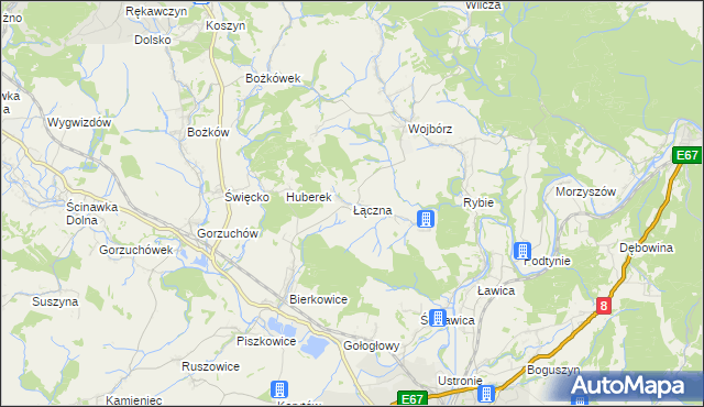 mapa Łączna gmina Kłodzko, Łączna gmina Kłodzko na mapie Targeo