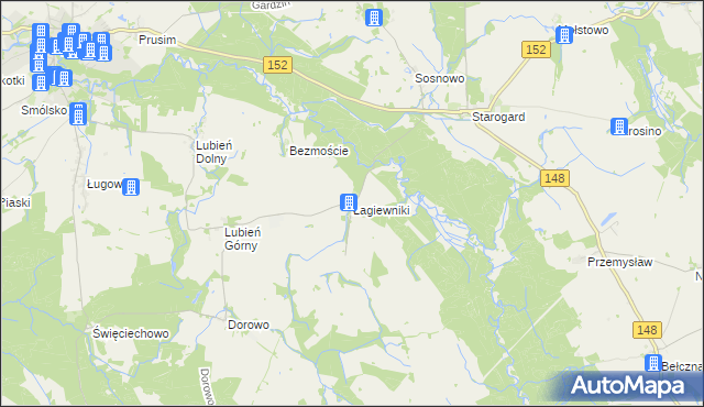 mapa Łagiewniki gmina Resko, Łagiewniki gmina Resko na mapie Targeo