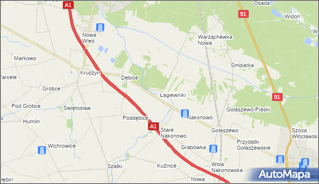mapa Łagiewniki gmina Włocławek, Łagiewniki gmina Włocławek na mapie Targeo
