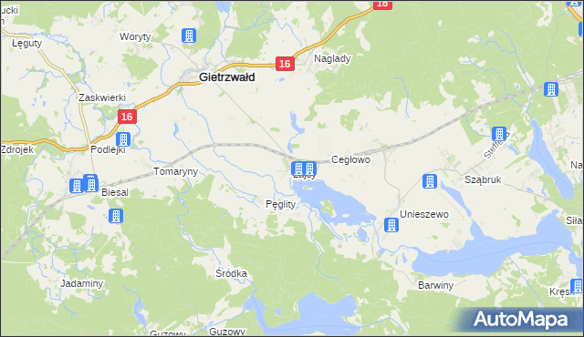 mapa Łajsy gmina Gietrzwałd, Łajsy gmina Gietrzwałd na mapie Targeo