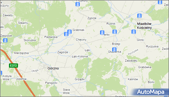mapa Łąki gmina Górzno, Łąki gmina Górzno na mapie Targeo