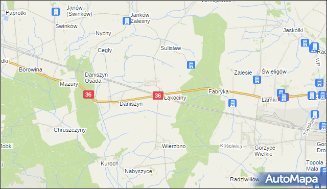 mapa Łąkociny, Łąkociny na mapie Targeo