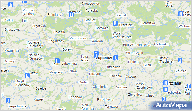 mapa Łapanów, Łapanów na mapie Targeo