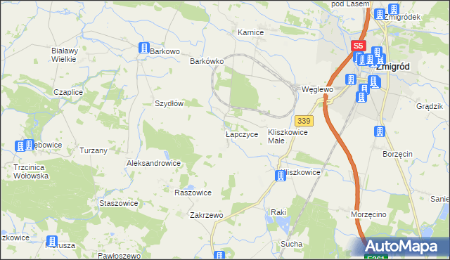 mapa Łapczyce, Łapczyce na mapie Targeo